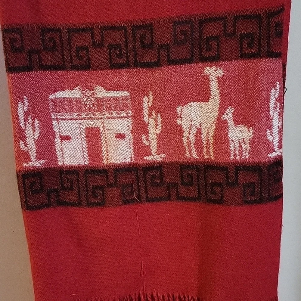 Dark Red Alpaca Travel Scarf Made in Peru